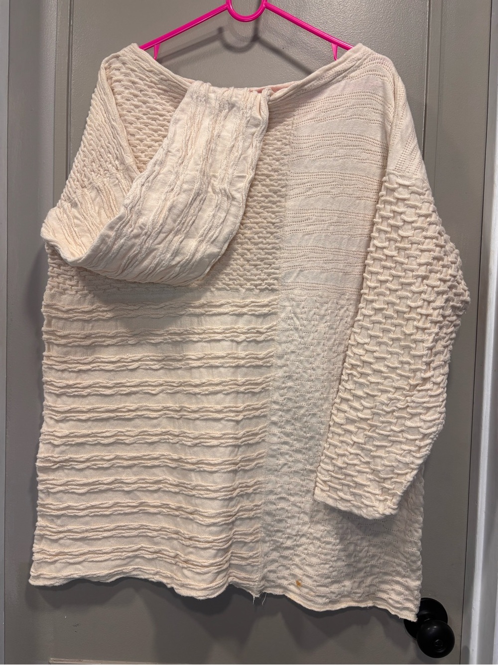 Free People Textured Cream Knit Women's Sweater with Hood